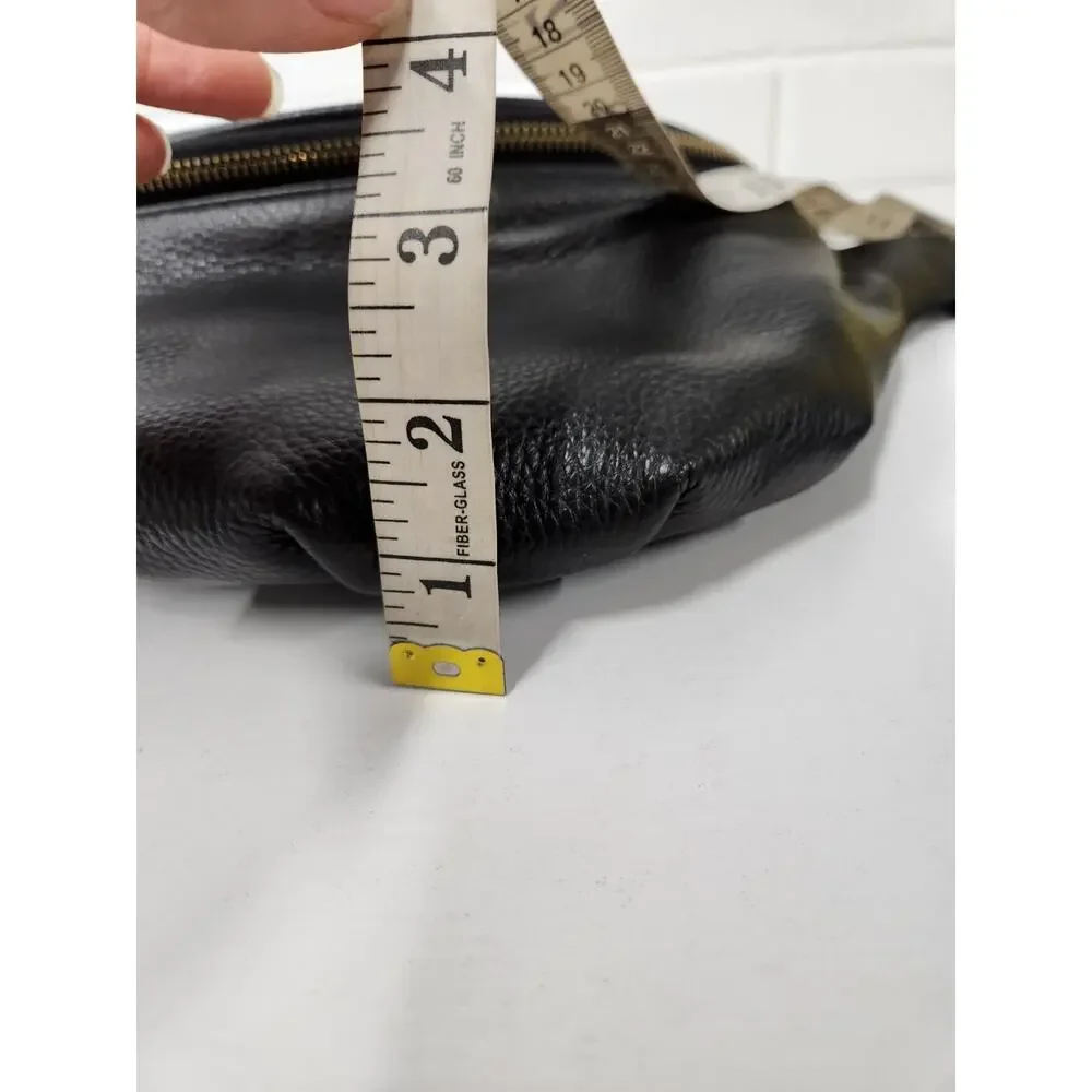 Melrose and Market Genuine Leather Pebbled Black Fanny Pack/Bum Bag/Belt Bag
